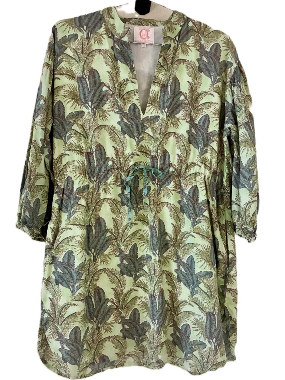Palm-patterned Tunic Dress
